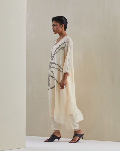 Ecru crushed kurta set