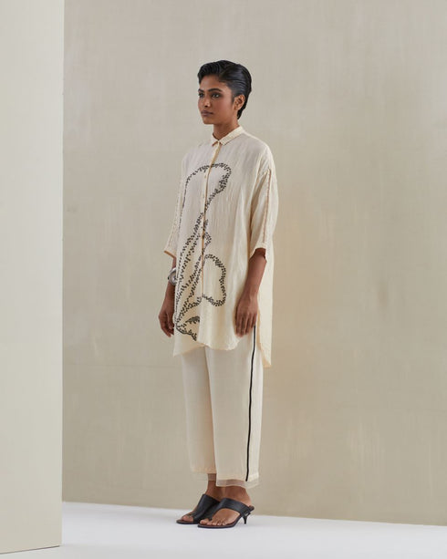 Ecru crushed shirt co-ord set