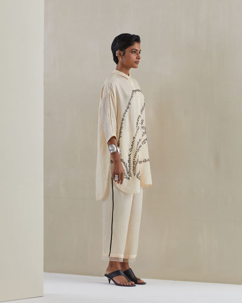 Ecru crushed shirt co-ord set