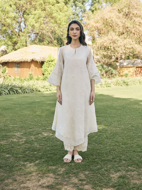 Ecru embroidered co-ord set