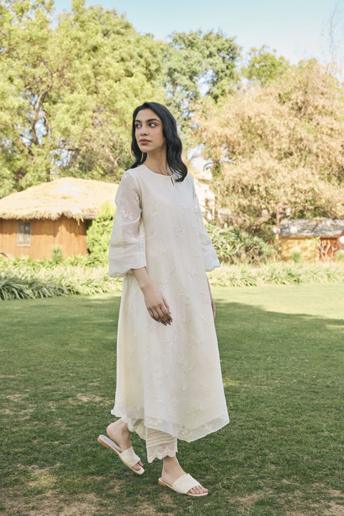 Ecru embroidered co-ord set