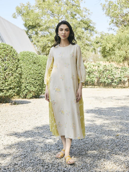 Ecru embroidered dress