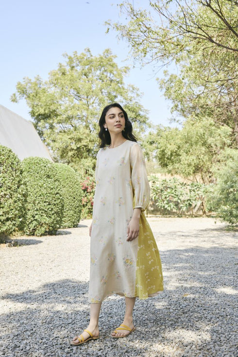 Ecru embroidered dress