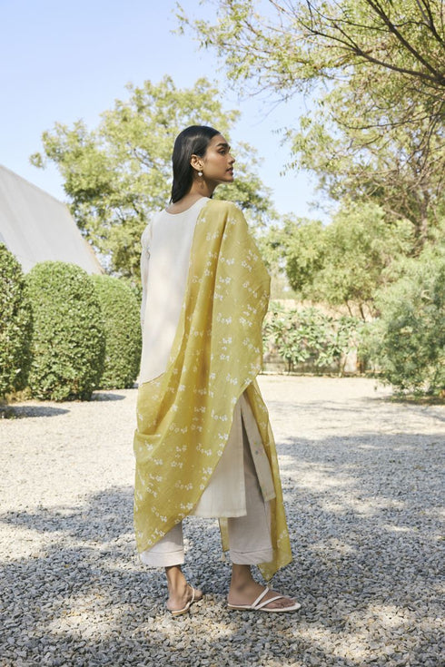 Ecru embroidered kurta set