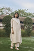 Ecru floral kurta with pants and dupatta