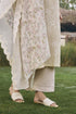 Ecru floral kurta with pants and dupatta