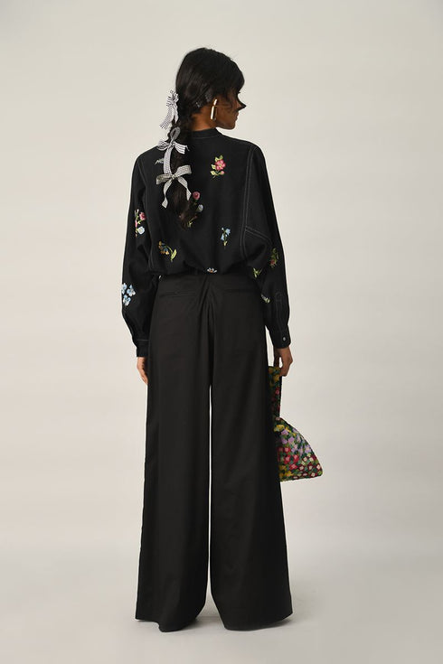 Eglantyne black panelled shirt
