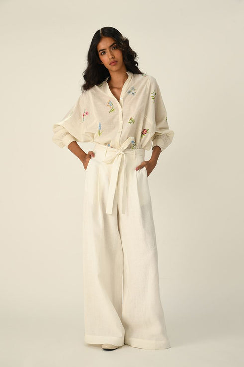 Eglantyne ivory panelled shirt