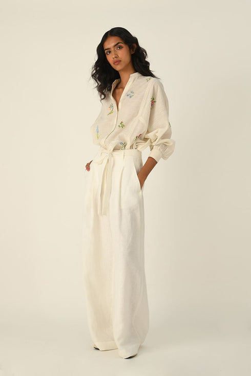 Eglantyne ivory panelled shirt