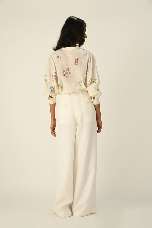 Eglantyne ivory panelled shirt