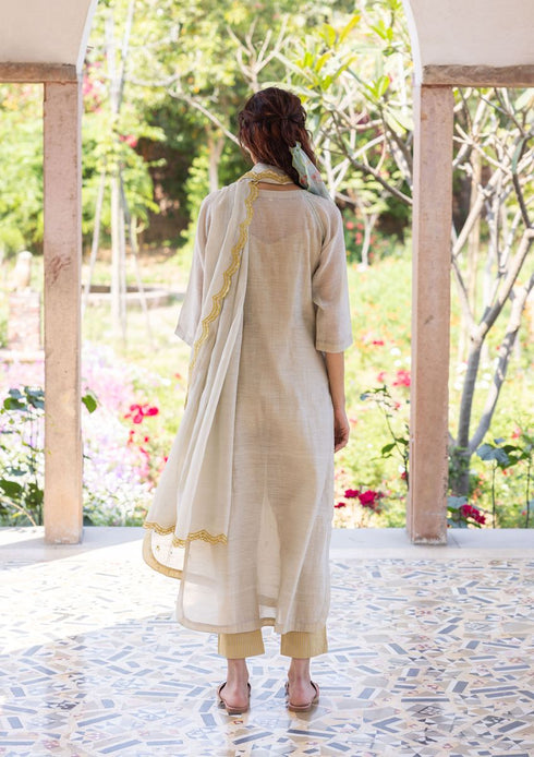 Enchanted meadow beige kurta set