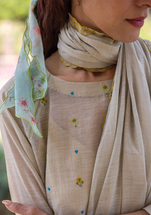 Enchanted meadow beige kurta set