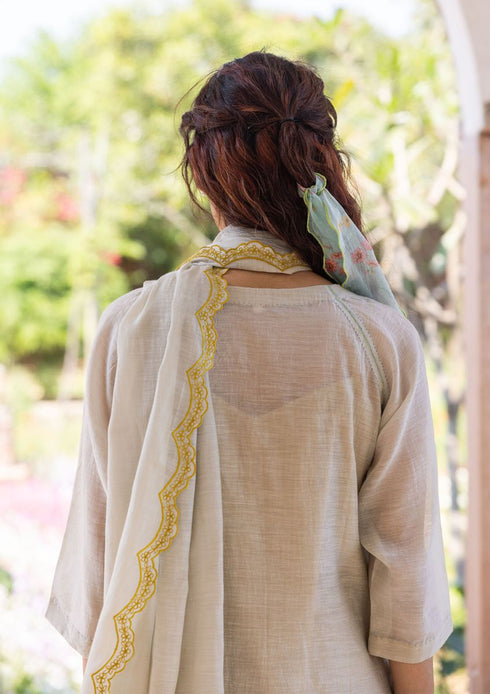 Enchanted meadow beige kurta set