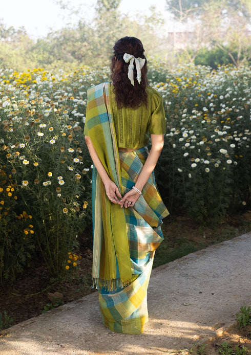 Entwined checkered sari