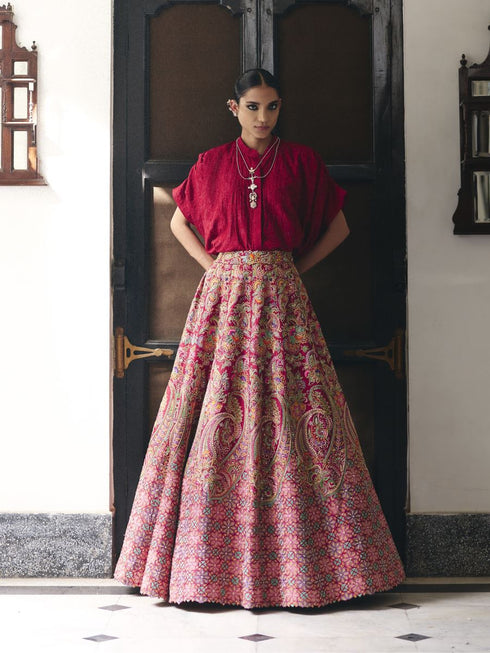 Evara maroon lehenga set