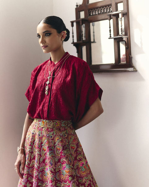 Evara maroon lehenga set