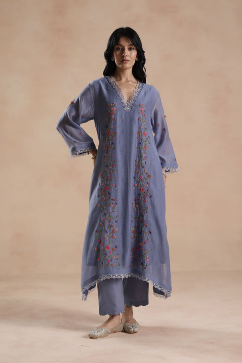 Evara periwinkle blue kurta set