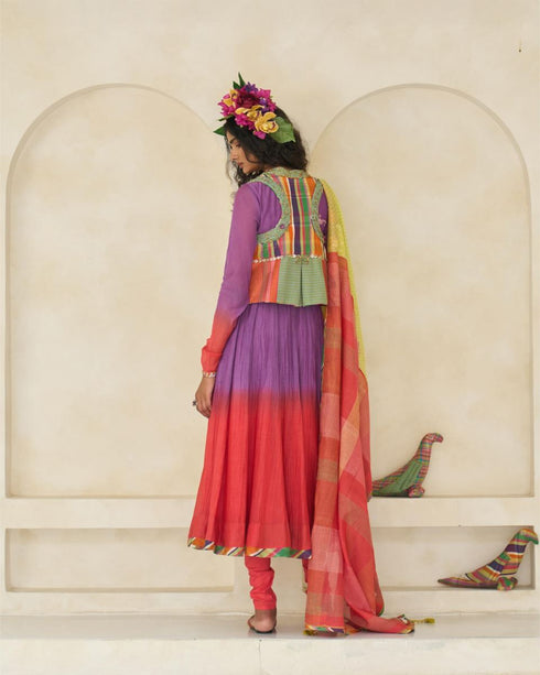 Faith lime green and tropical coral dupatta