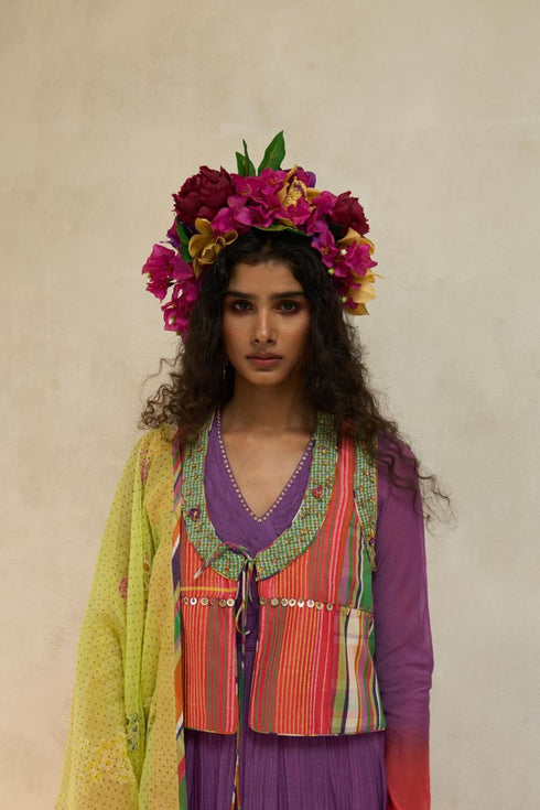 Faith lime green and tropical coral dupatta