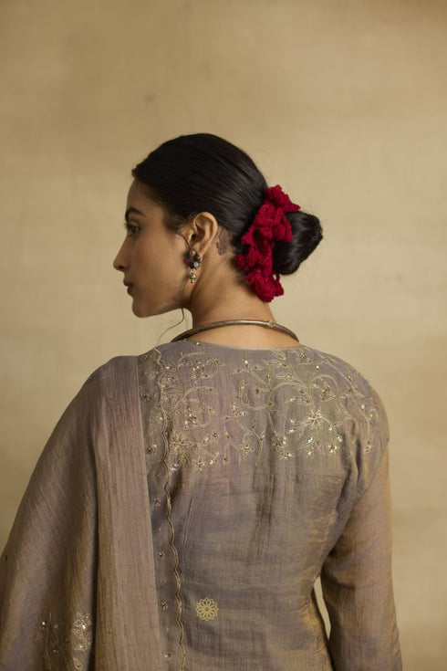 Falak beige brown sari set