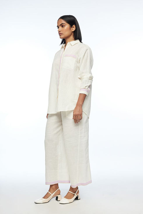 Fargesiana ivory collared shirt