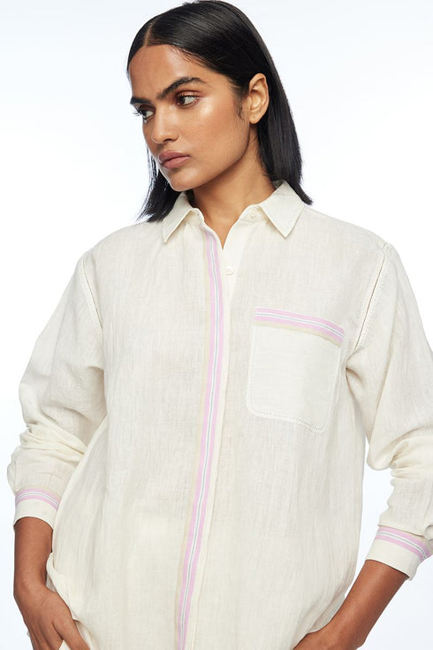 Fargesiana ivory collared shirt