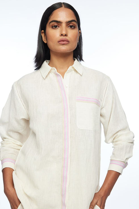 Fargesiana ivory collared shirt