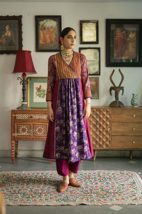 Faridkot baani multicolor jamun purple kurta