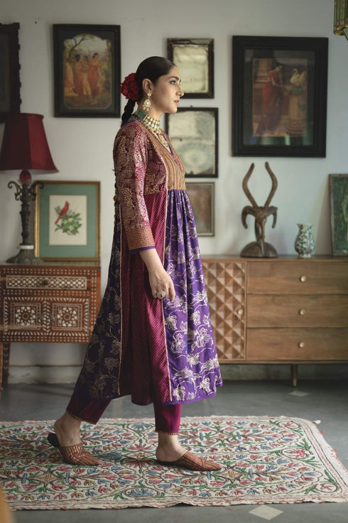 Faridkot baani multicolor jamun purple kurta