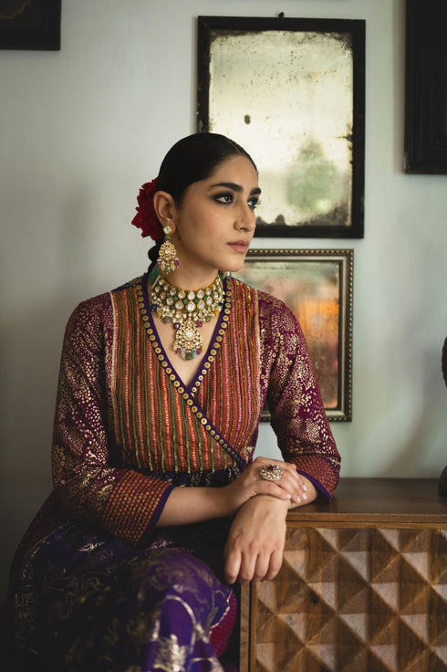 Faridkot baani multicolor jamun purple kurta