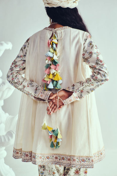 Ferdous ivory short anarkali with farshi salwar and dupatta