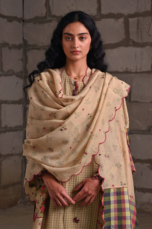 Fleur beige dupatta