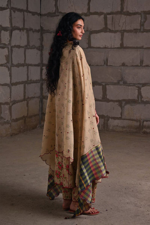 Fleur beige dupatta