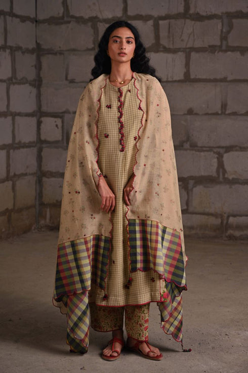 Fleur beige dupatta