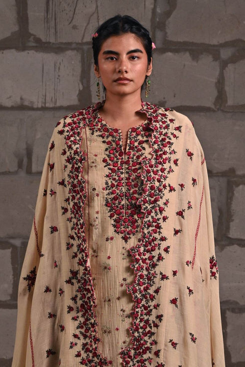 Fleur beige heavy dupatta