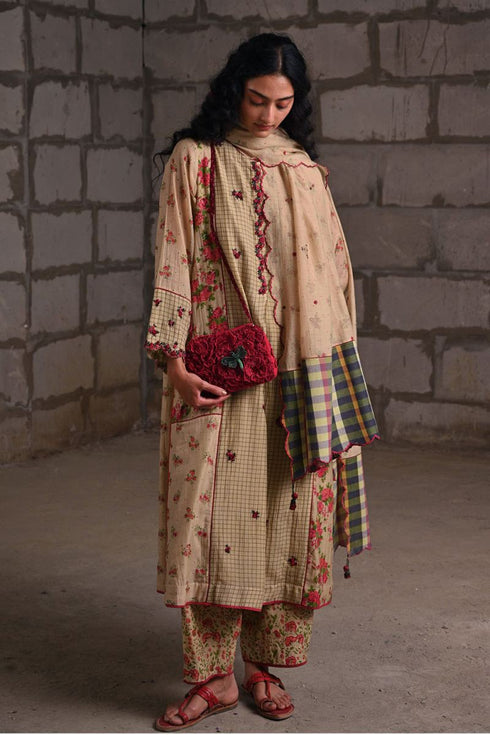 Fleur beige kurta