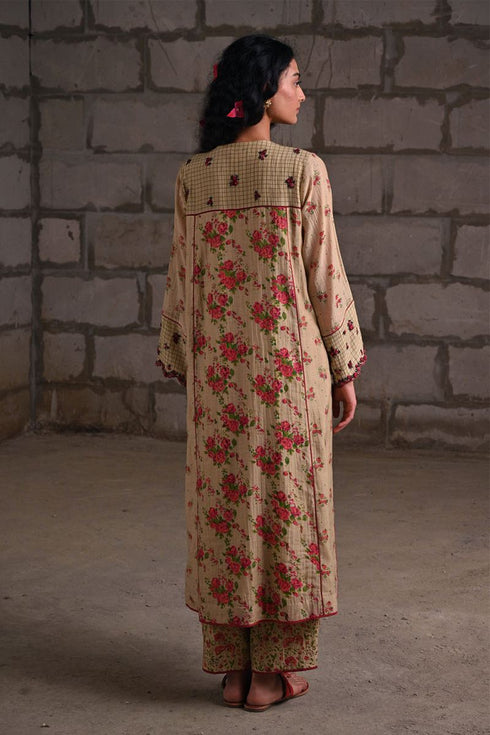 Fleur beige kurta