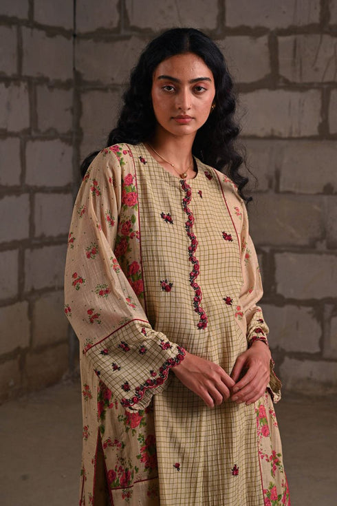 Fleur beige kurta