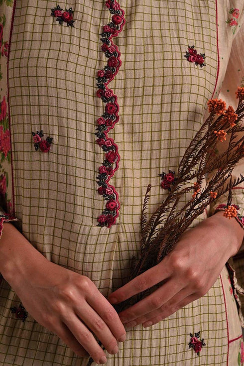 Fleur beige kurta