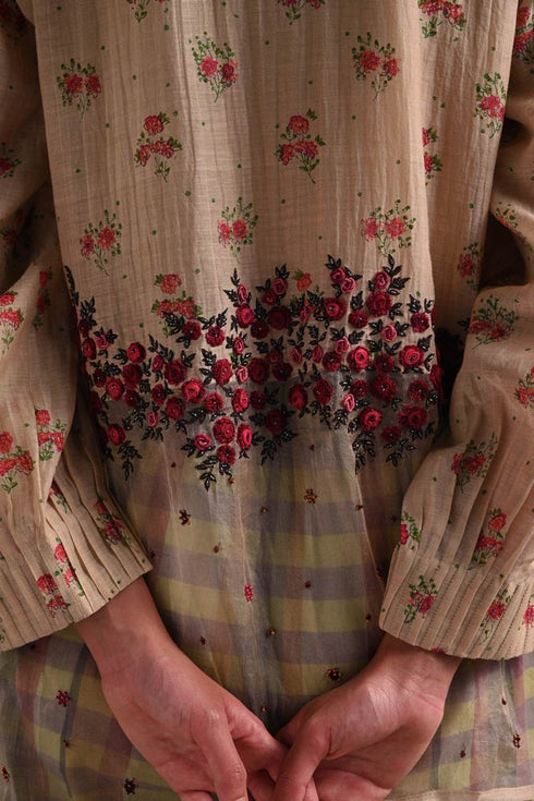 Fleur beige pintuck shirt