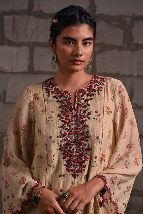 Fleur beige short kurta