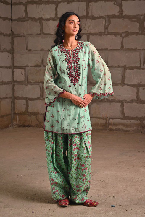 Fleur blue farshi salwar