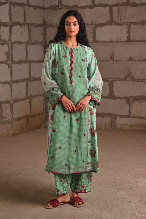 Fleur blue kurta