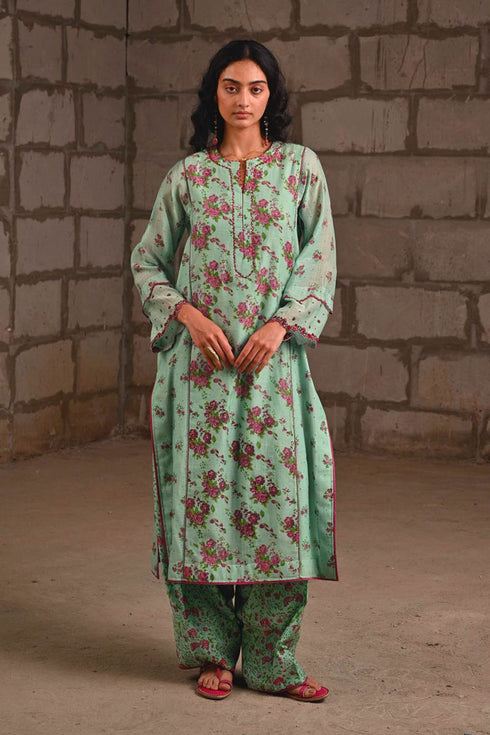 Fleur blue phiran kurta