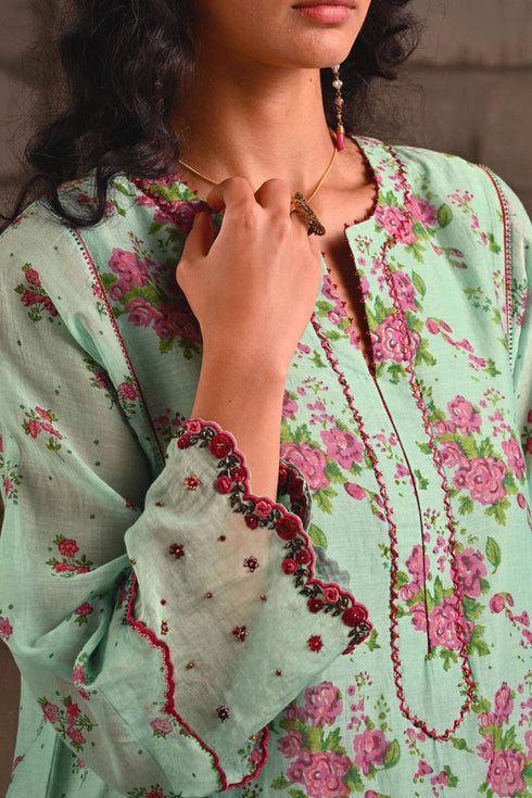 Fleur blue phiran kurta