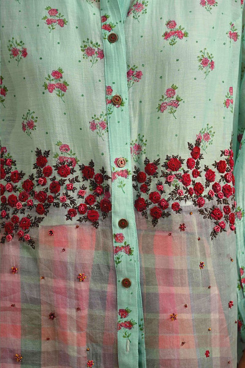 Fleur blue pintuck shirt
