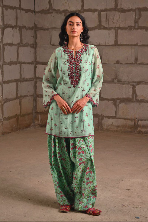 Fleur blue short kurta