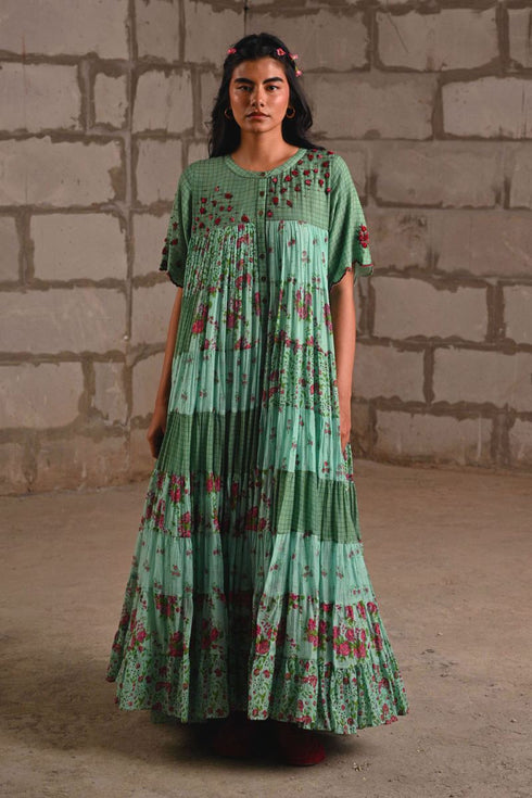 Fleur blue tiered dress