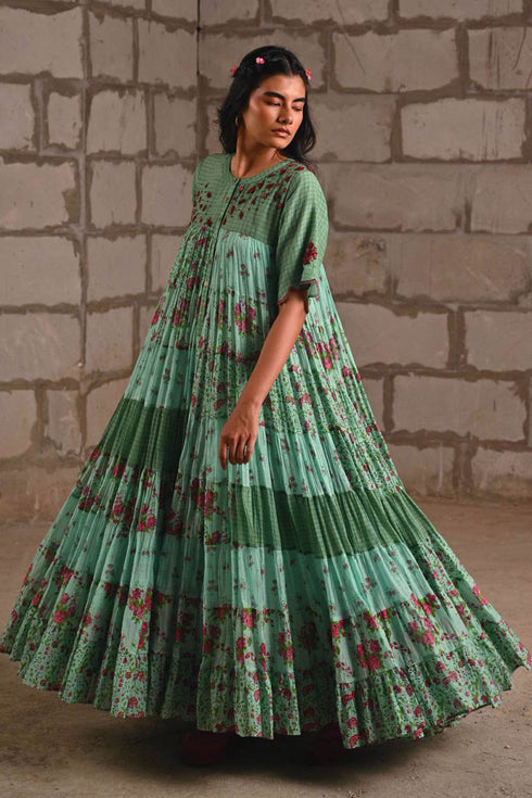 Fleur blue tiered dress