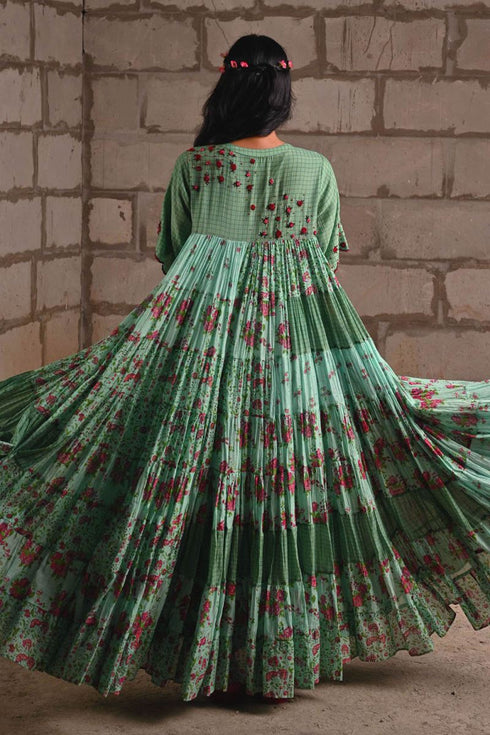 Fleur blue tiered dress